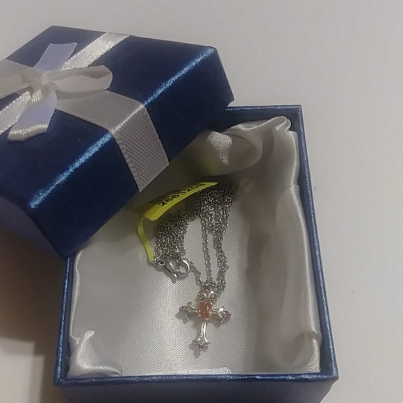 Quartz and Sterling Silver Cross Charm with Necklace - Picture 5 of 5